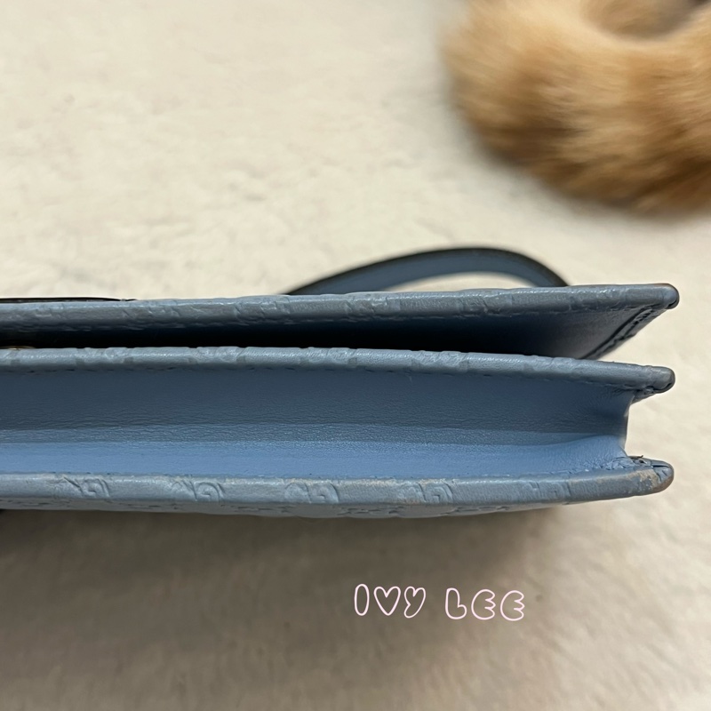 GUCCI 古馳 466507 經典Guccissima系列雙G壓紋LOGO牛皮肩背 水藍 斜背包 正品 二手精品-31