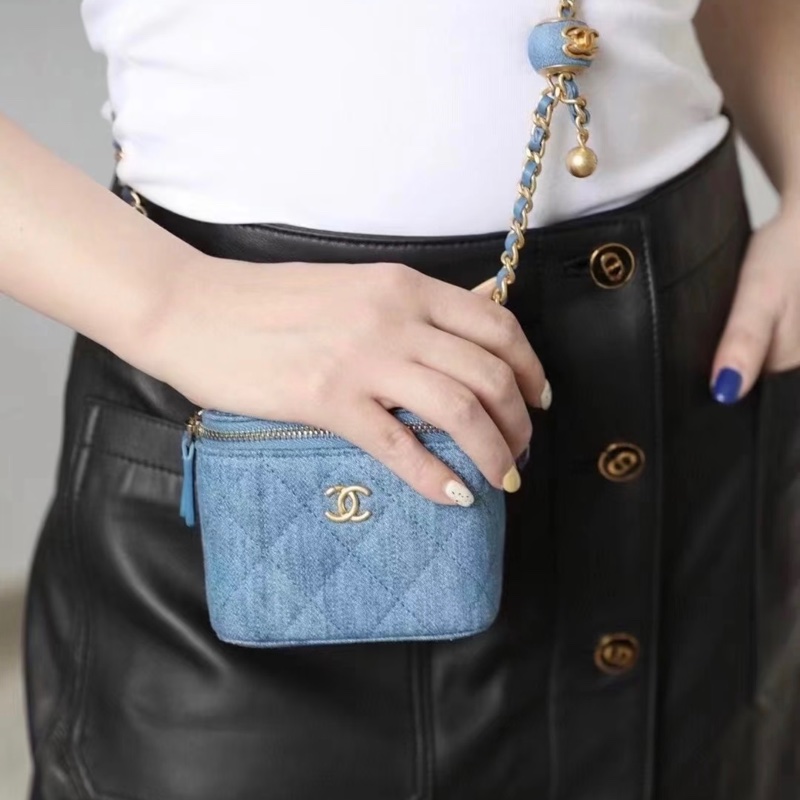 【97新 ✨ 全網最甜價!】Chanel香奈兒 丹寧 牛仔布 金球小盒子 化妝盒包 鏈條包(下單前先詢問庫存❗️)-3