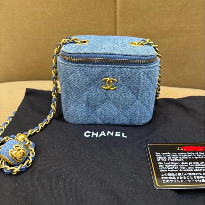 【97新 ✨ 全網最甜價!】Chanel香奈兒 丹寧 牛仔布 金球小盒子 化妝盒包 鏈條包(下單前先詢問庫存❗️)-4