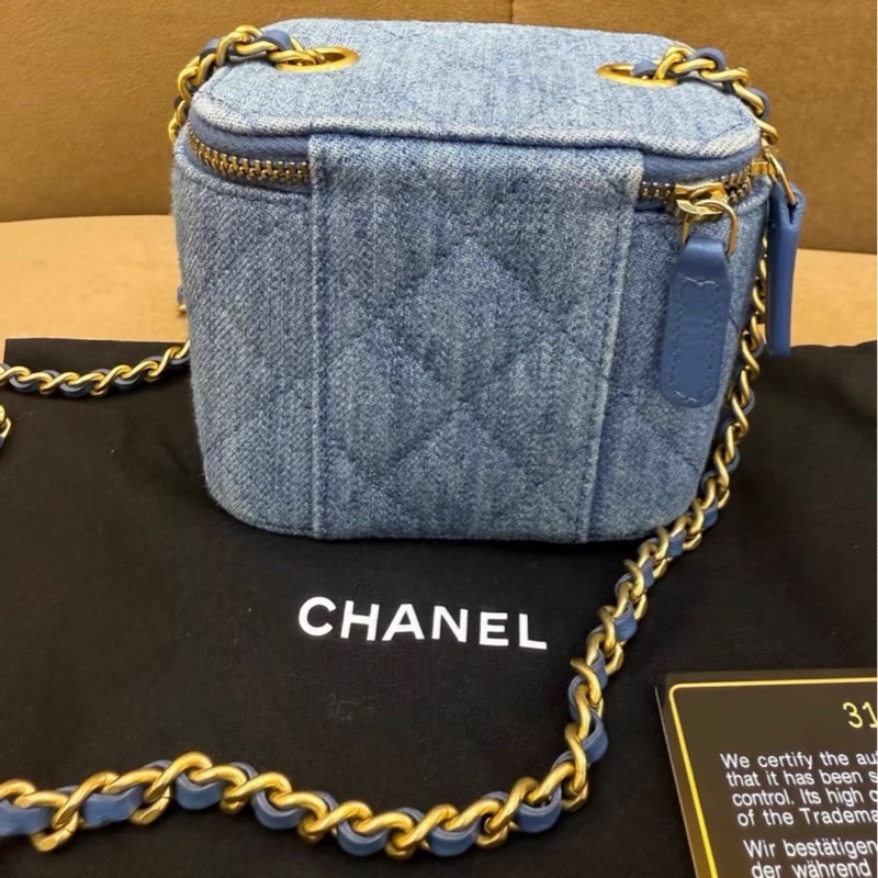 【97新 ✨ 全網最甜價!】Chanel香奈兒 丹寧 牛仔布 金球小盒子 化妝盒包 鏈條包(下單前先詢問庫存❗️)-5
