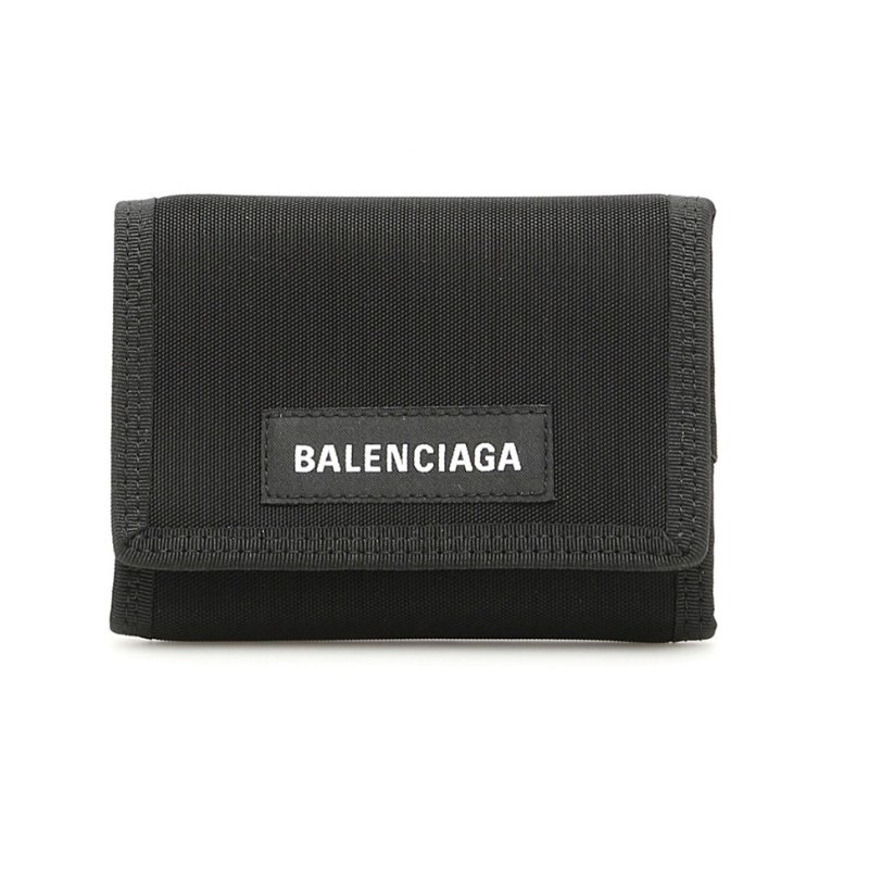 ⏰限時特賣價🌺Balenciaga 507481 經典Explorer Logo 尼龍3折短夾 黑色-5