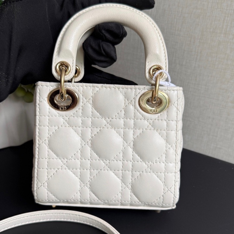 【97新 ✨ 全網最低價！】Dior迪奥 lady dior 白金 超迷你 三格戴妃 手提包 鏈條包（下單前先詢問庫存❗️）-3