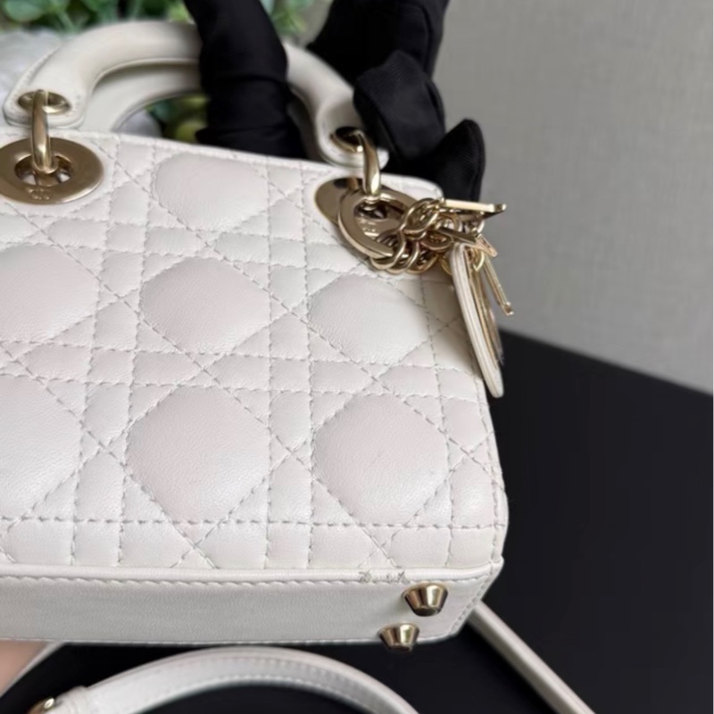 【97新 ✨ 全網最低價！】Dior迪奥 lady dior 白金 超迷你 三格戴妃 手提包 鏈條包（下單前先詢問庫存❗️）-8