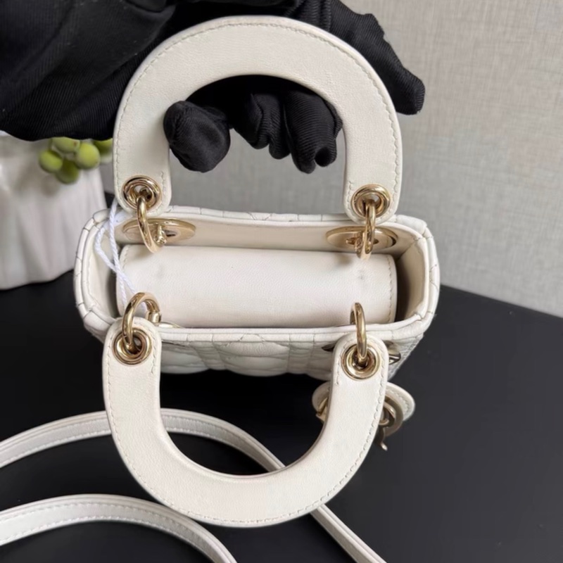 【97新 ✨ 全網最低價！】Dior迪奥 lady dior 白金 超迷你 三格戴妃 手提包 鏈條包（下單前先詢問庫存❗️）-9