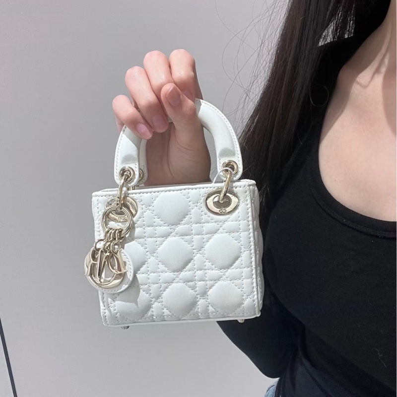 【97新 ✨ 全網最低價！】Dior迪奥 lady dior 白金 超迷你 三格戴妃 手提包 鏈條包（下單前先詢問庫存❗️）-11