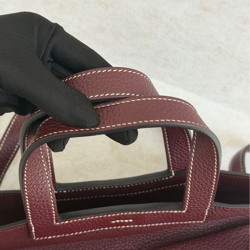 🌈Hermes❤️Halzan 31❤️波爾多酒紅銀扣🌟98新🌈TC皮🌟halzan31🌟halzan🌟愛馬仕🌟-2