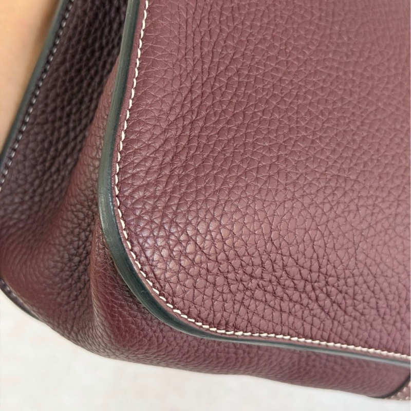 🌈Hermes❤️Halzan 31❤️波爾多酒紅銀扣🌟98新🌈TC皮🌟halzan31🌟halzan🌟愛馬仕🌟-8