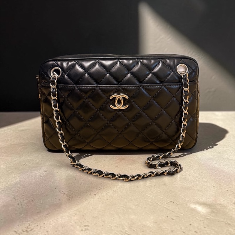 🍒CHANEL Camera Bag 黑色羊皮相機包2F260318-1-0