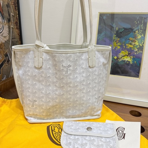 7新✨私物超甜賣🫶🏻白色Goyard Anjou🤍超夯款 雙面托特 超輕
