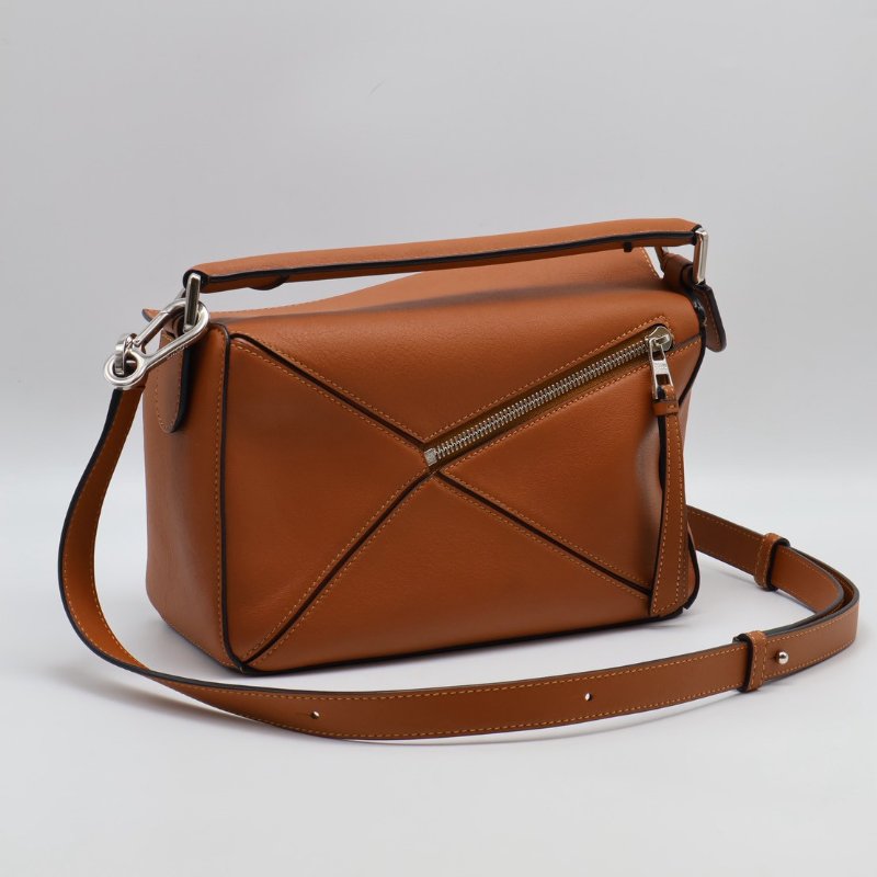 LOEWE Puzzle小牛皮手袋 - 小號棕色-4