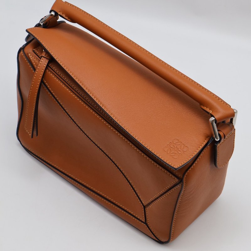 LOEWE Puzzle小牛皮手袋 - 小號棕色-5