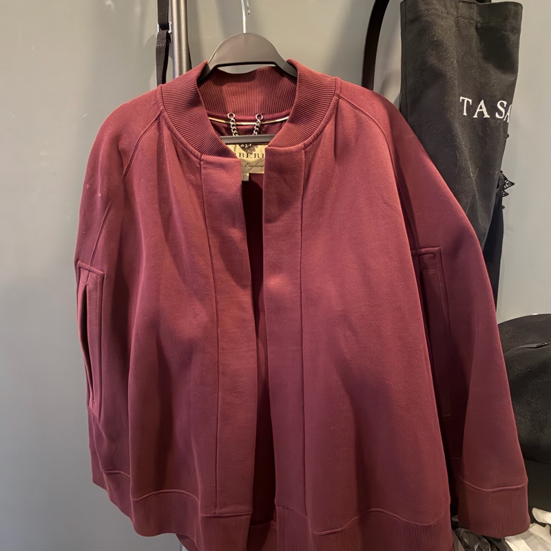 Burberry 披肩斗篷外套 勃艮第紅-4