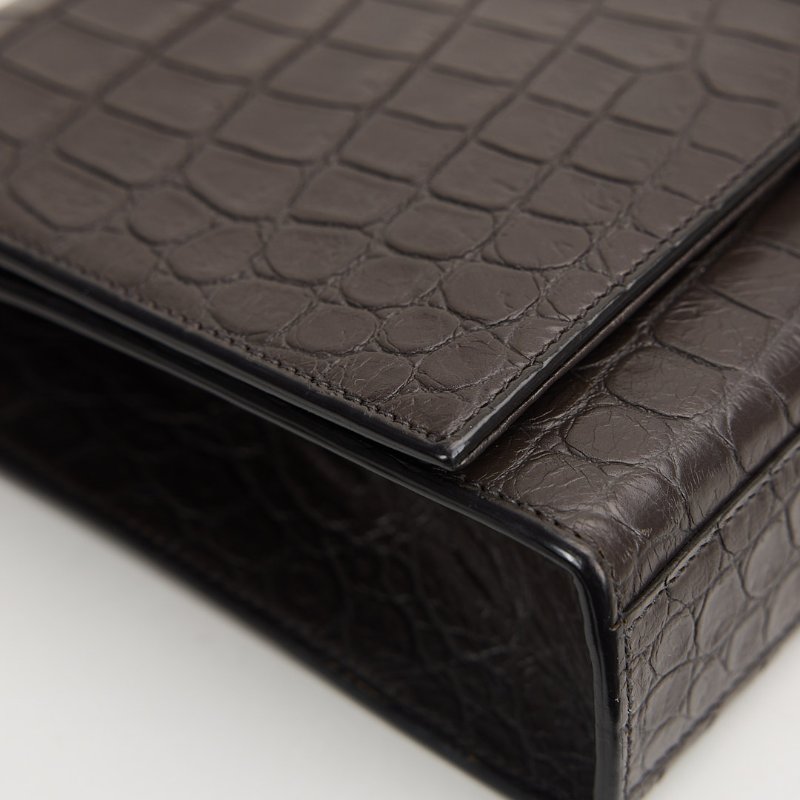 二手YSL Kate中號流蘇包/黑灰色銀鍊-7