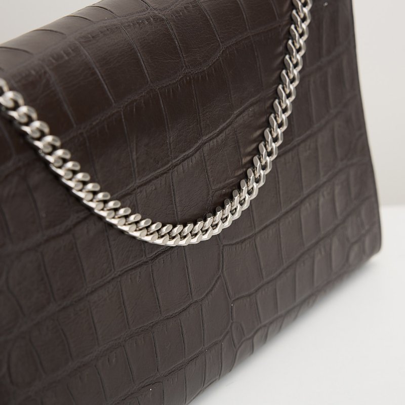 二手YSL Kate中號流蘇包/黑灰色銀鍊-8