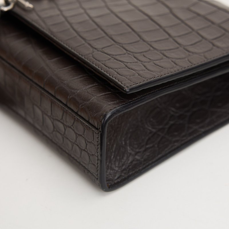 二手YSL Kate中號流蘇包/黑灰色銀鍊-13