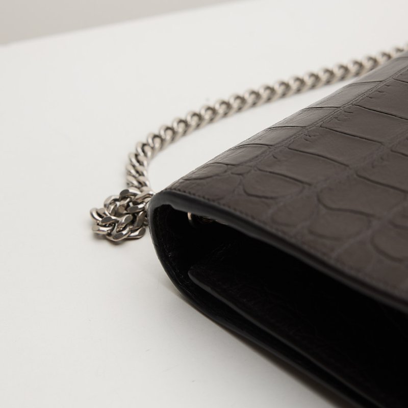 二手YSL Kate中號流蘇包/黑灰色銀鍊-14