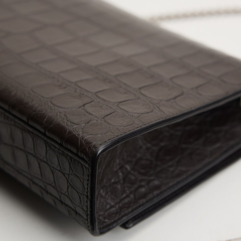 二手YSL Kate中號流蘇包/黑灰色銀鍊-16