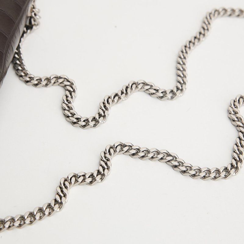 二手YSL Kate中號流蘇包/黑灰色銀鍊-18