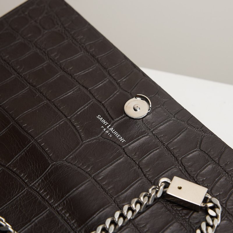 二手YSL Kate中號流蘇包/黑灰色銀鍊-20