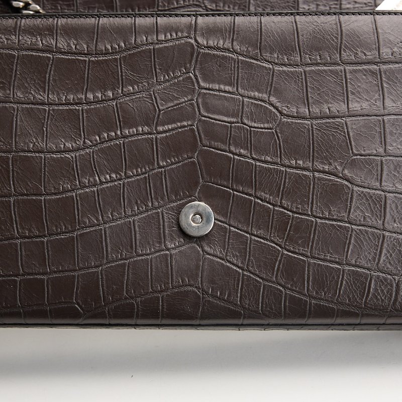 二手YSL Kate中號流蘇包/黑灰色銀鍊-21