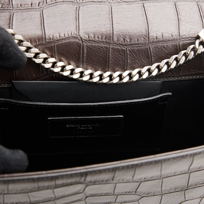 二手YSL Kate中號流蘇包/黑灰色銀鍊-23