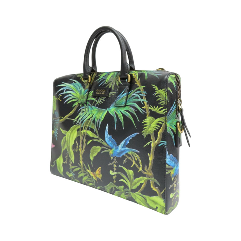 黑色 牛皮 Tropical Print 公事包 肩背包 387074【GUCCI 古馳】 387074-2