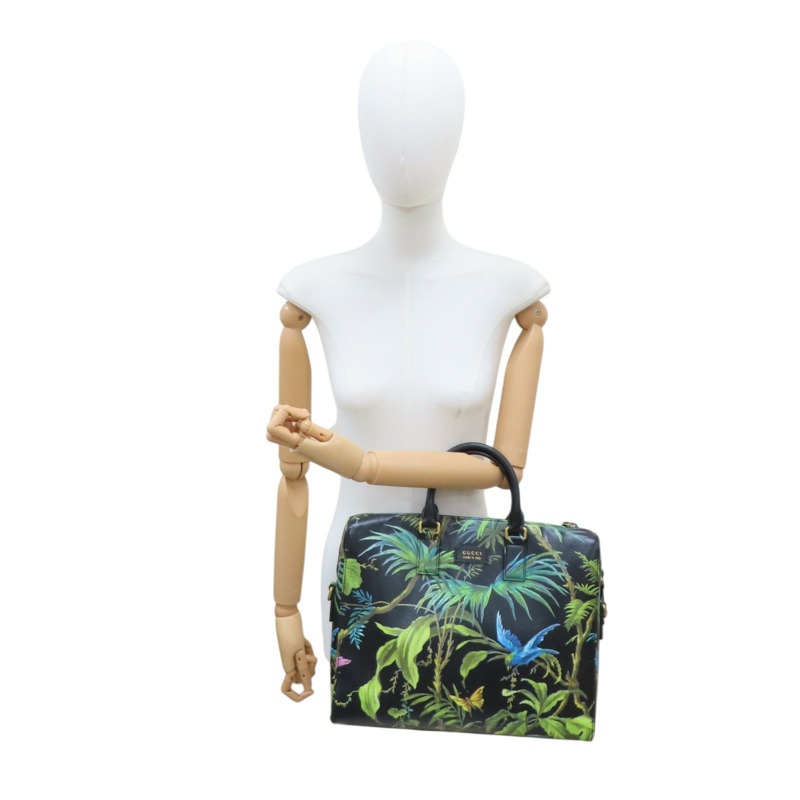 黑色 牛皮 Tropical Print 公事包 肩背包 387074【GUCCI 古馳】 387074-9