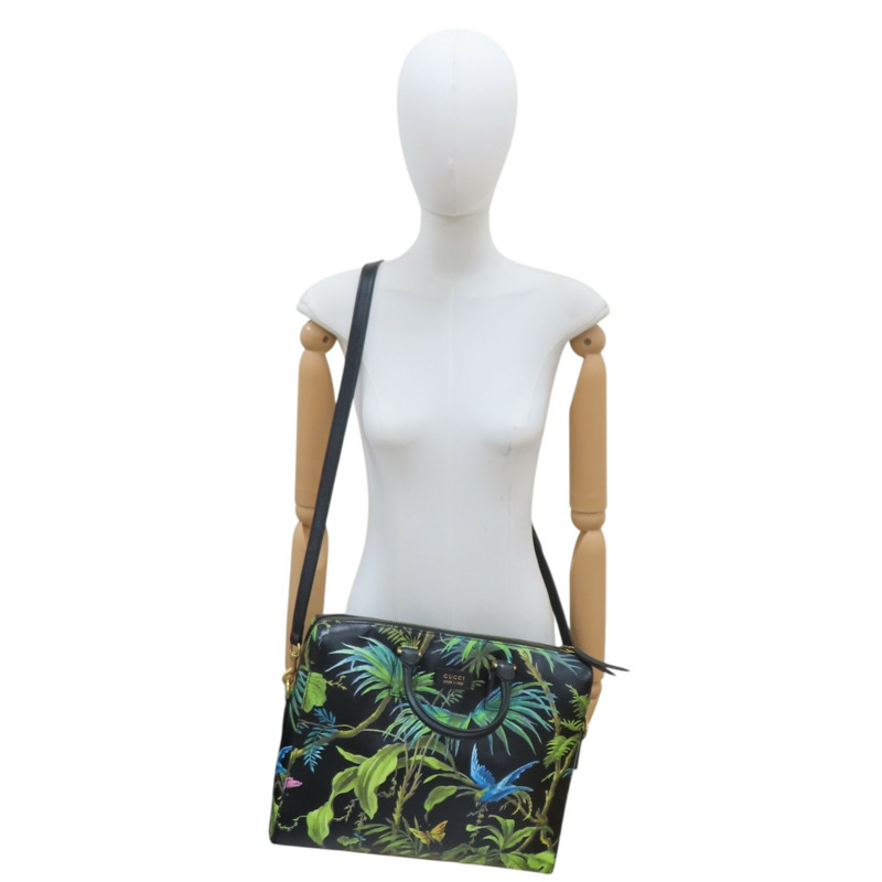 黑色 牛皮 Tropical Print 公事包 肩背包 387074【GUCCI 古馳】 387074-10