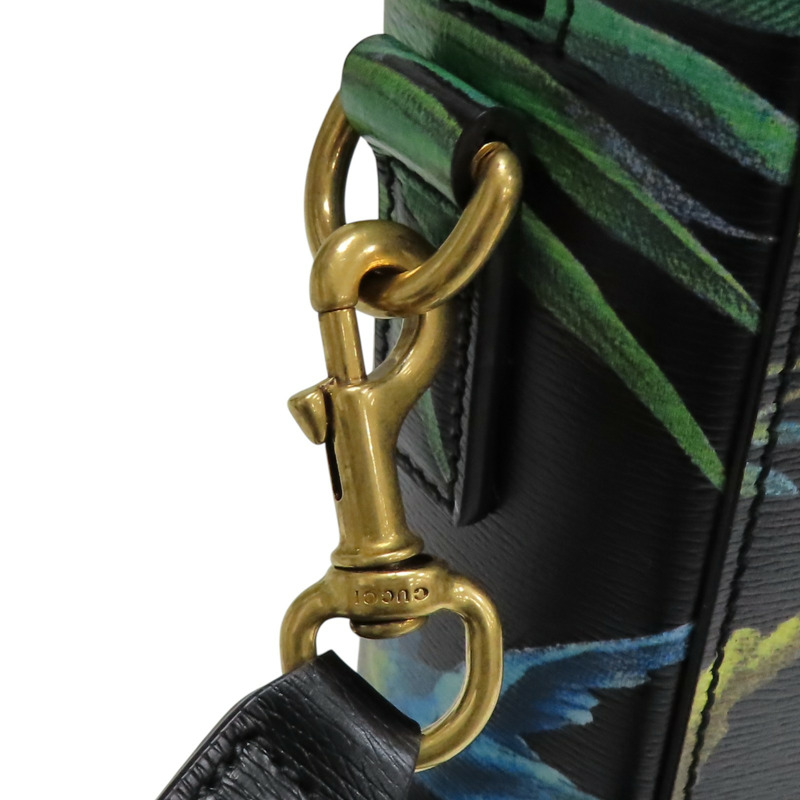 黑色 牛皮 Tropical Print 公事包 肩背包 387074【GUCCI 古馳】 387074-16