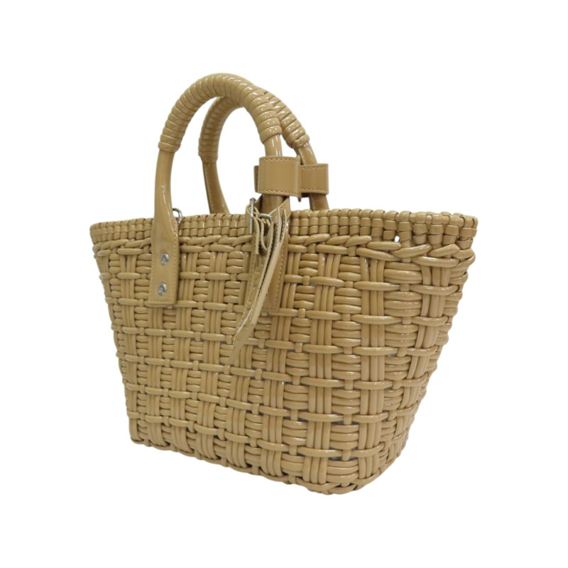 卡其色 編織漆皮 BISTRO Basket XS 兩用包【Balenciaga 巴黎世家】 671342-2