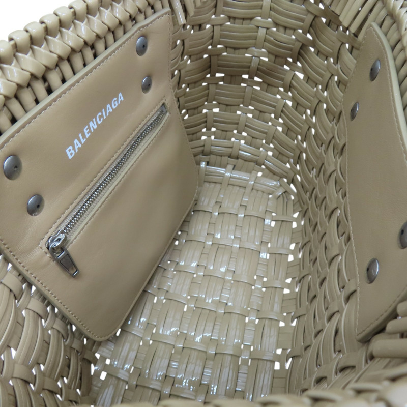 卡其色 編織漆皮 BISTRO Basket XS 兩用包【Balenciaga 巴黎世家】 671342-4