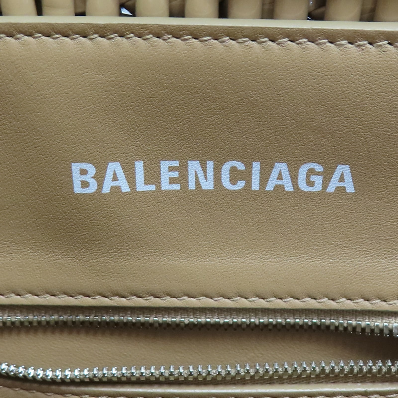 卡其色 編織漆皮 BISTRO Basket XS 兩用包【Balenciaga 巴黎世家】 671342-6