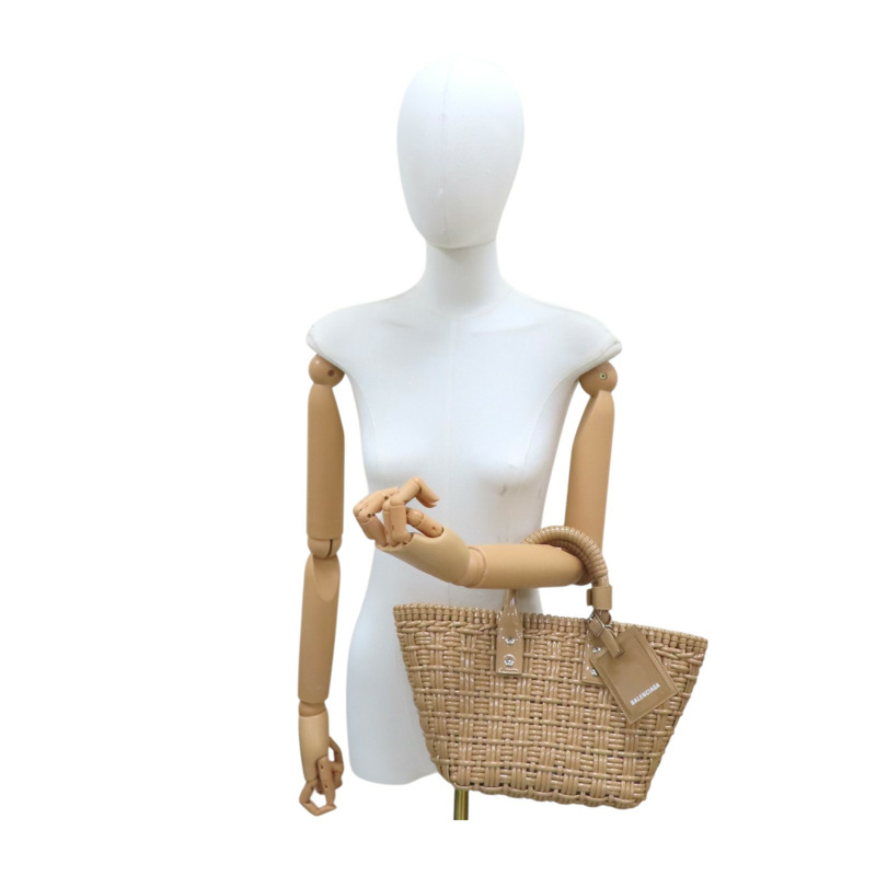 卡其色 編織漆皮 BISTRO Basket XS 兩用包【Balenciaga 巴黎世家】 671342-8