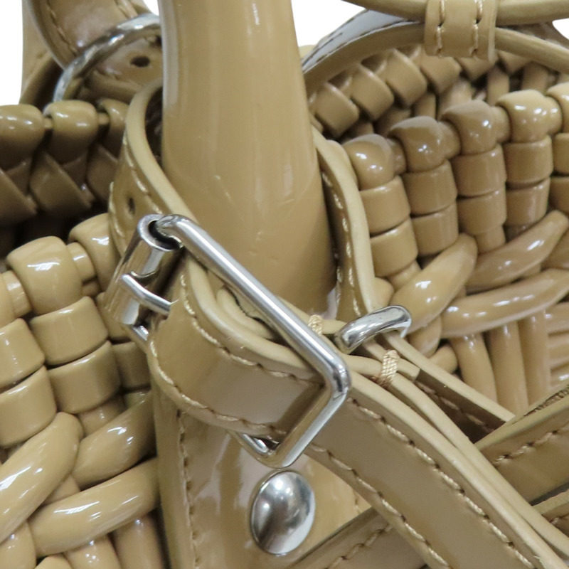 卡其色 編織漆皮 BISTRO Basket XS 兩用包【Balenciaga 巴黎世家】 671342-15