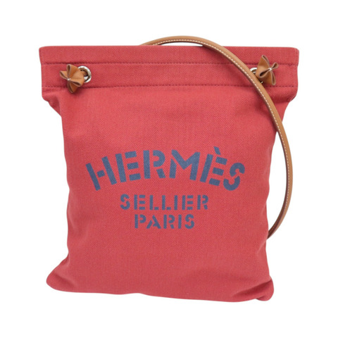 紅色 帆布 牛皮 Aline Groom 手提包 B刻【HERMES 愛馬仕】 H000867EK