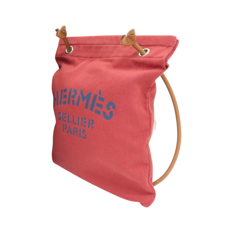 紅色 帆布 牛皮 Aline Groom 手提包 B刻【HERMES 愛馬仕】 H000867EK-2