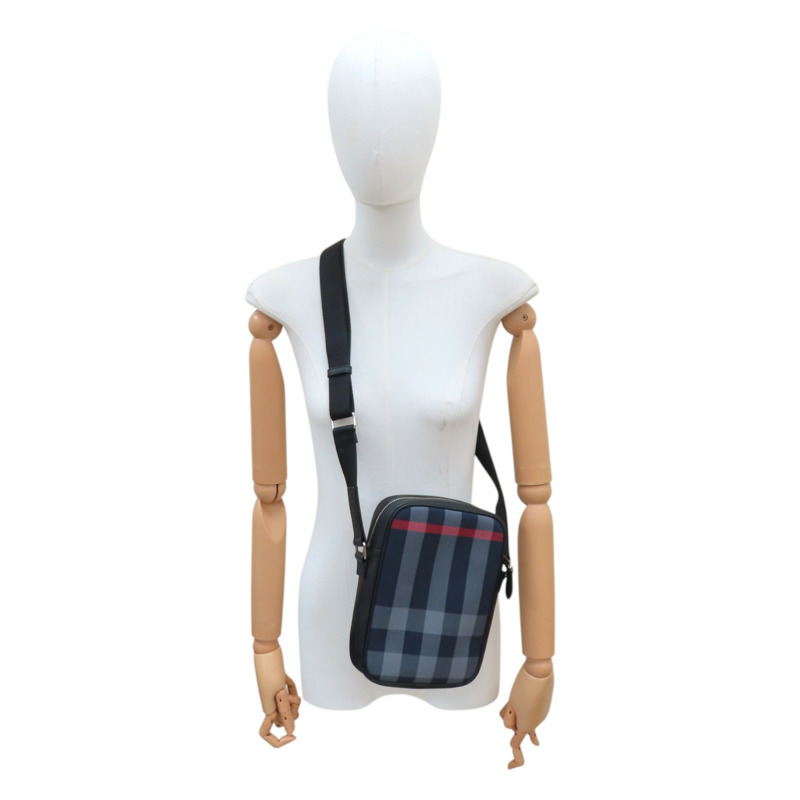 海軍藍色 格紋帆布 肩背包 8084062【BURBERRY 巴寶莉】 8084062-9