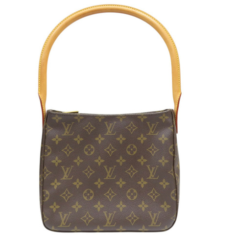 棕色 原花帆布 Looping MM 肩背包【LOUIS VUITTON LV 路易威登】 M51146