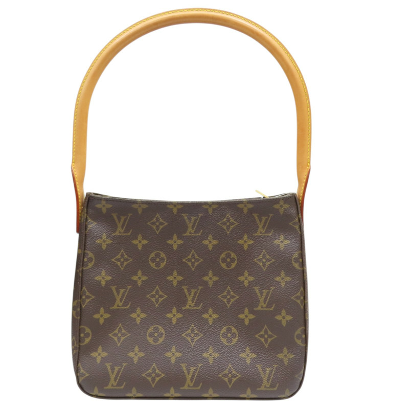 棕色 原花帆布 Looping MM 肩背包【LOUIS VUITTON LV 路易威登】 M51146-1