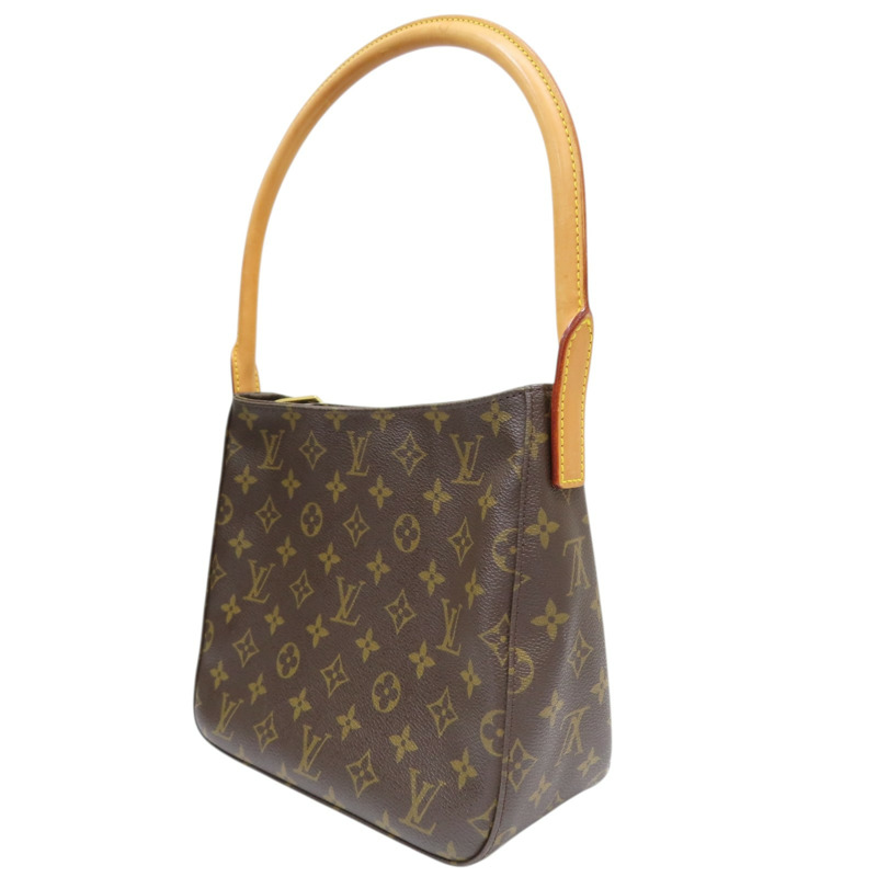 棕色 原花帆布 Looping MM 肩背包【LOUIS VUITTON LV 路易威登】 M51146-2