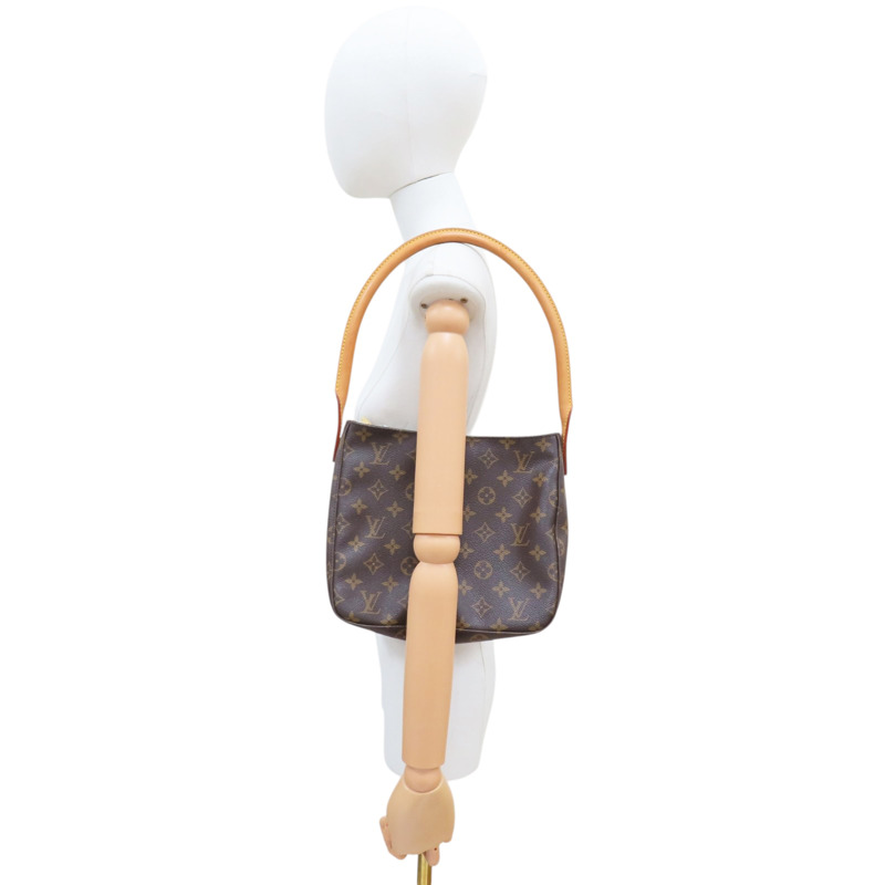 棕色 原花帆布 Looping MM 肩背包【LOUIS VUITTON LV 路易威登】 M51146-8