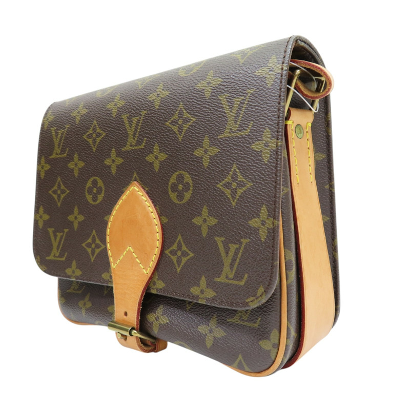 棕色 原花 帆布 Cartouchiere MM 肩背包【LOUIS VUITTON LV 路易威登】 M51253-2