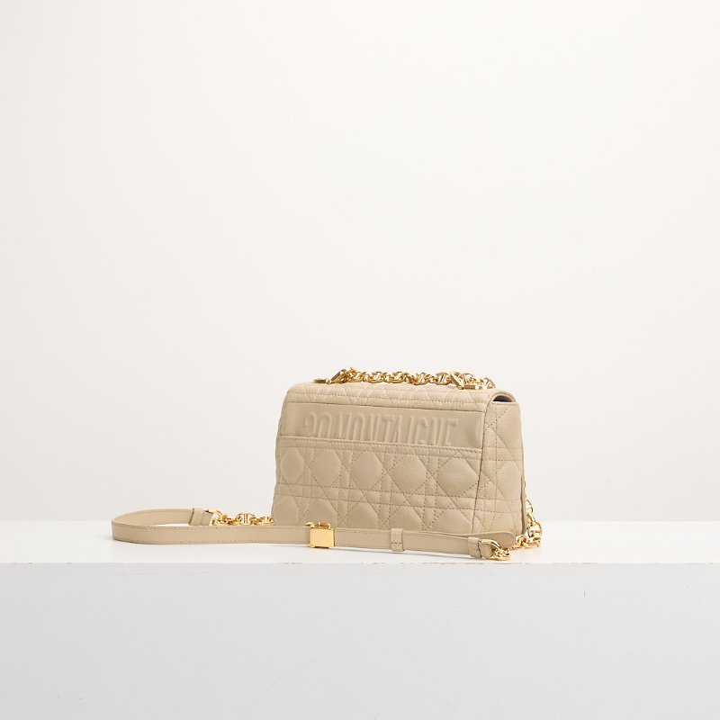 二手DIOR Caro 小號鍊條包 奶茶色-3