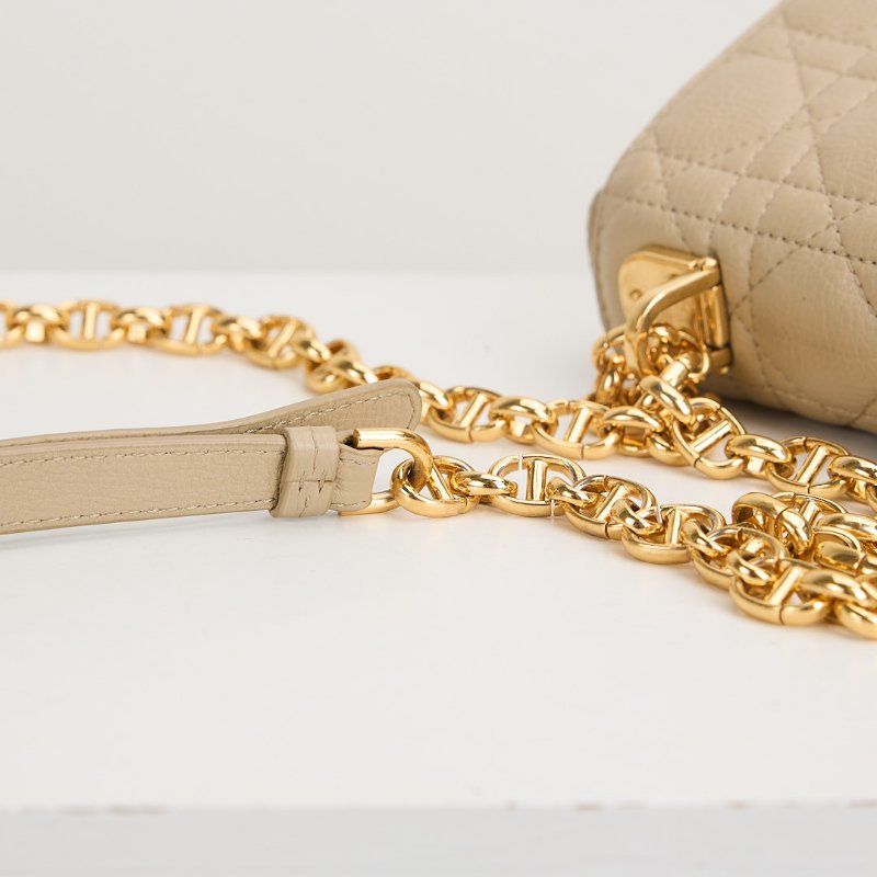 二手DIOR Caro 小號鍊條包 奶茶色-6