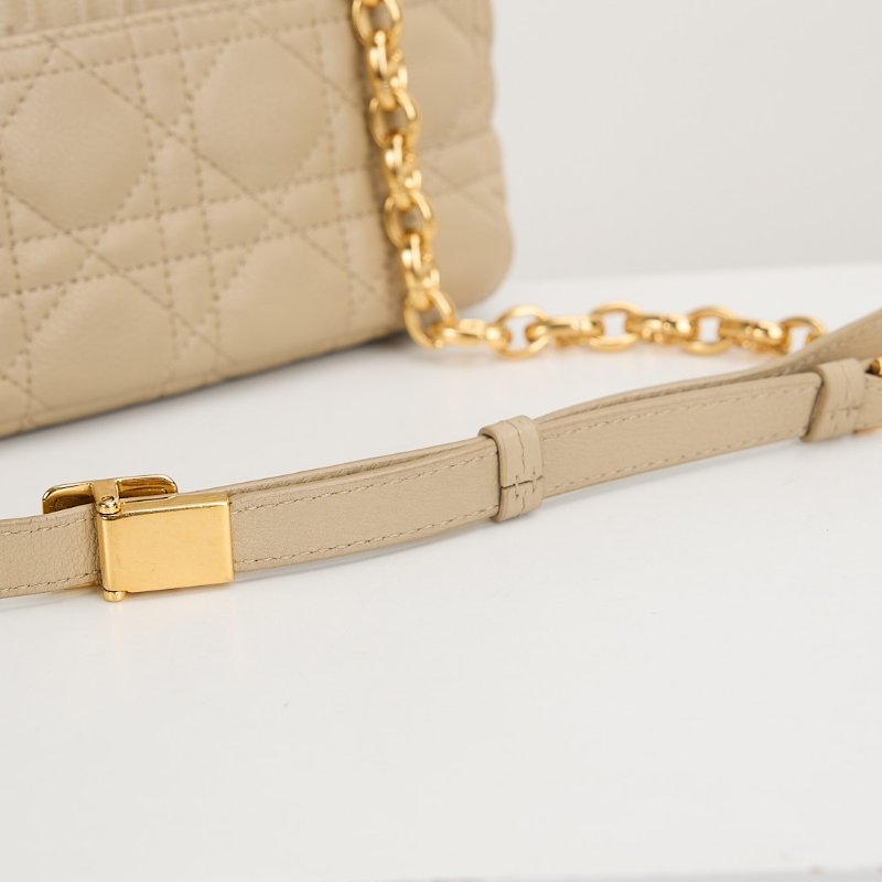 二手DIOR Caro 小號鍊條包 奶茶色-23