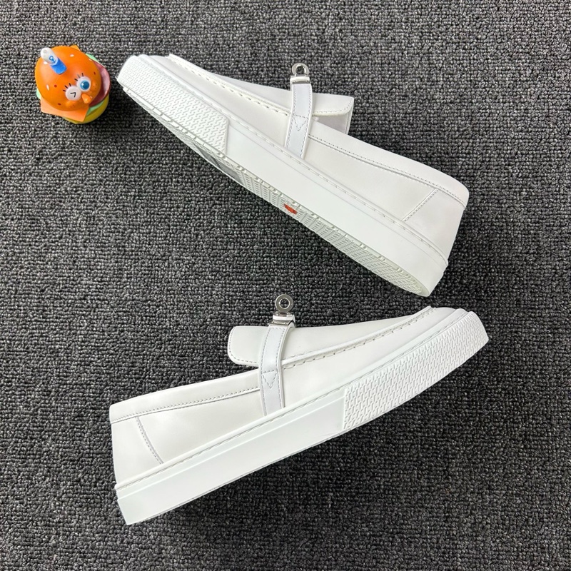 Hermes愛馬仕白色Kelly銀扣樂福鞋 尺碼36-9