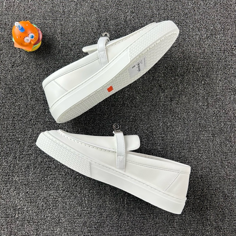 Hermes愛馬仕白色Kelly銀扣樂福鞋 尺碼36-10