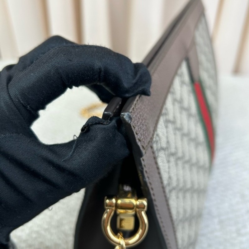 Gucci古馳Ophidia老花夾子鏈條包 經典老花配紅綠條紋 金色鏈條 可單肩可斜挎 容量大 實用性強 日常百搭-13