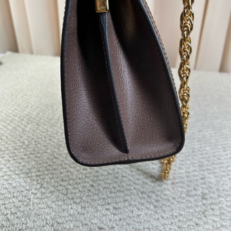 Gucci古馳Ophidia老花夾子鏈條包 經典老花配紅綠條紋 金色鏈條 可單肩可斜挎 容量大 實用性強 日常百搭-15