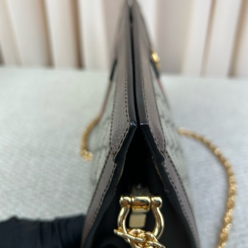 Gucci古馳Ophidia老花夾子鏈條包 經典老花配紅綠條紋 金色鏈條 可單肩可斜挎 容量大 實用性強 日常百搭-17